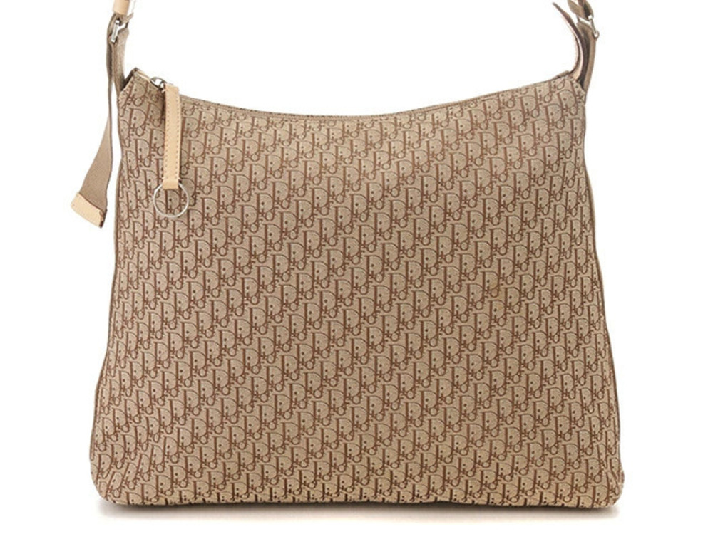 Christian Dior Trotter Shoulder Bag Canvas Beige Cream